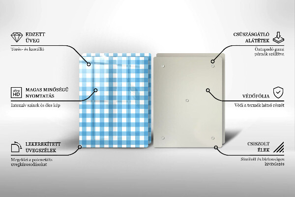 Osłona na ścianę w kuchni Niebiesko-biała krata