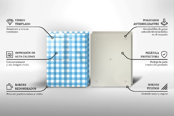 Osłona na ścianę w kuchni Niebiesko-biała krata