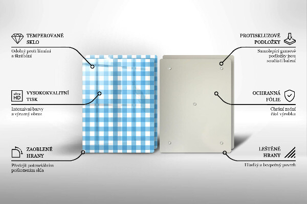 Osłona na ścianę w kuchni Niebiesko-biała krata