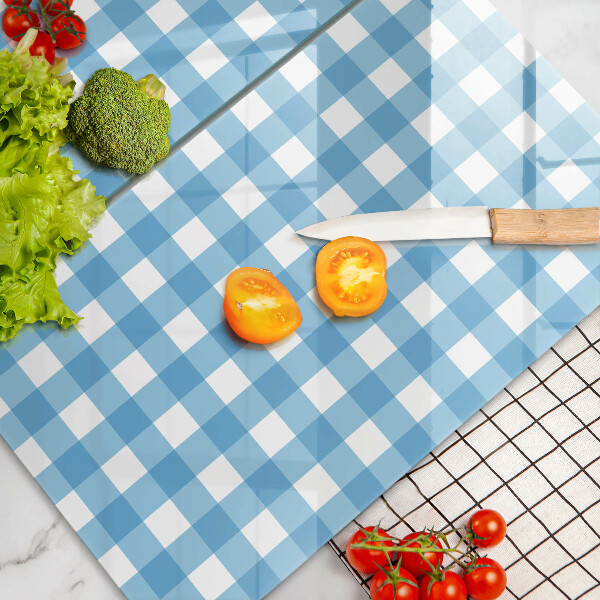 Osłona na ścianę w kuchni Niebiesko-biała krata