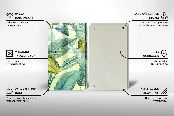 Osłona ściany przy kuchence gazowej Zielone tropikalne liście