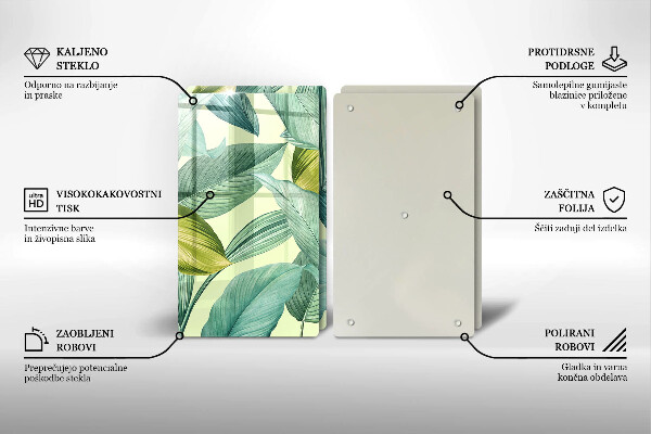 Osłona ściany przy kuchence gazowej Zielone tropikalne liście