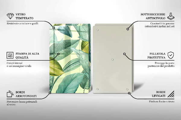 Osłona ściany przy kuchence gazowej Zielone tropikalne liście