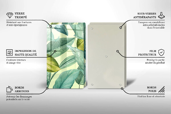 Osłona ściany przy kuchence gazowej Zielone tropikalne liście