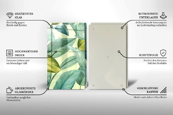 Osłona ściany przy kuchence gazowej Zielone tropikalne liście