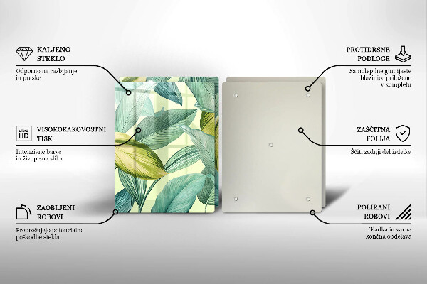 Osłona ściany przy kuchence gazowej Zielone tropikalne liście