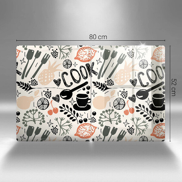 Osłona ściany przy kuchence gazowej Rysunkowy motyw kuchenny
