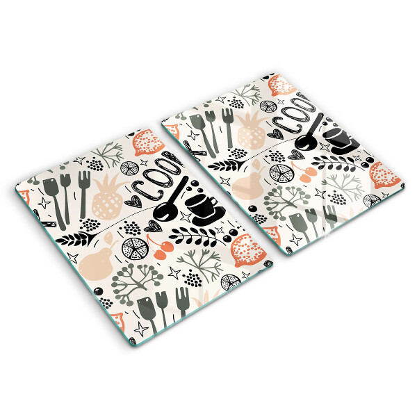 Osłona ściany przy kuchence gazowej Rysunkowy motyw kuchenny