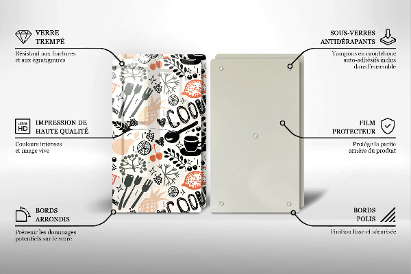 Osłona ściany przy kuchence gazowej Rysunkowy motyw kuchenny