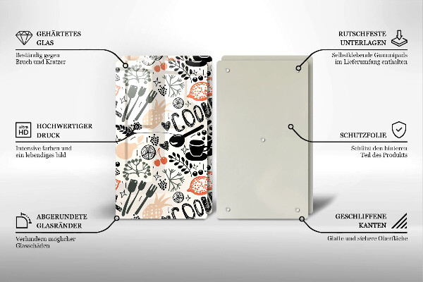 Osłona ściany przy kuchence gazowej Rysunkowy motyw kuchenny