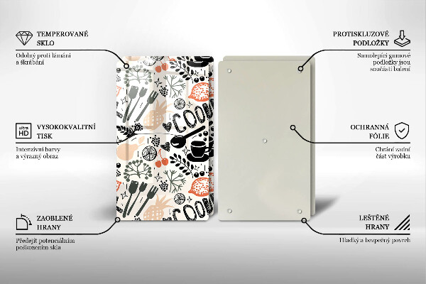 Osłona ściany przy kuchence gazowej Rysunkowy motyw kuchenny