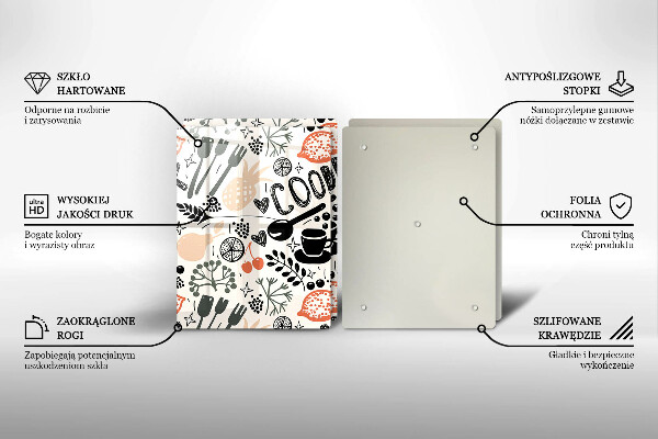 Osłona ściany przy kuchence gazowej Rysunkowy motyw kuchenny