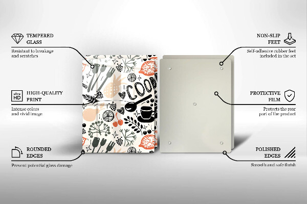 Osłona ściany przy kuchence gazowej Rysunkowy motyw kuchenny