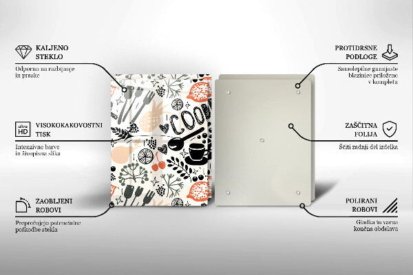 Osłona ściany przy kuchence gazowej Rysunkowy motyw kuchenny