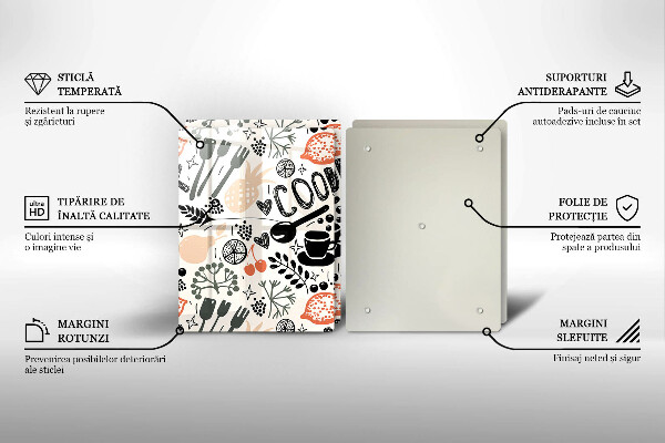 Osłona ściany przy kuchence gazowej Rysunkowy motyw kuchenny