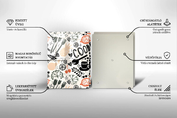 Osłona ściany przy kuchence gazowej Rysunkowy motyw kuchenny