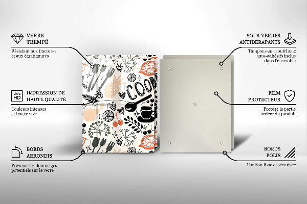 Osłona ściany przy kuchence gazowej Rysunkowy motyw kuchenny