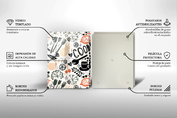 Osłona ściany przy kuchence gazowej Rysunkowy motyw kuchenny