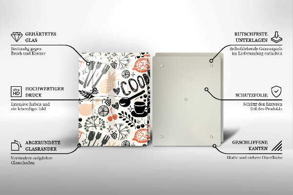 Osłona ściany przy kuchence gazowej Rysunkowy motyw kuchenny