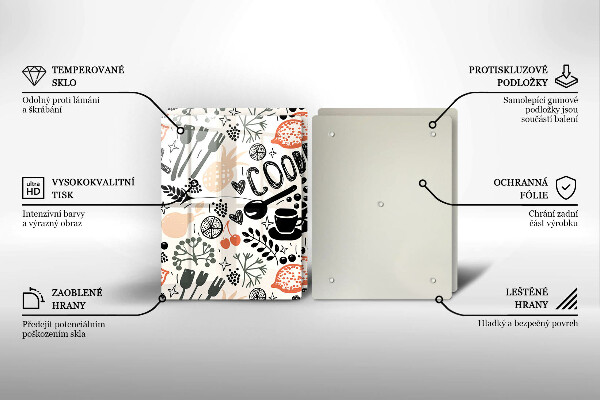 Osłona ściany przy kuchence gazowej Rysunkowy motyw kuchenny