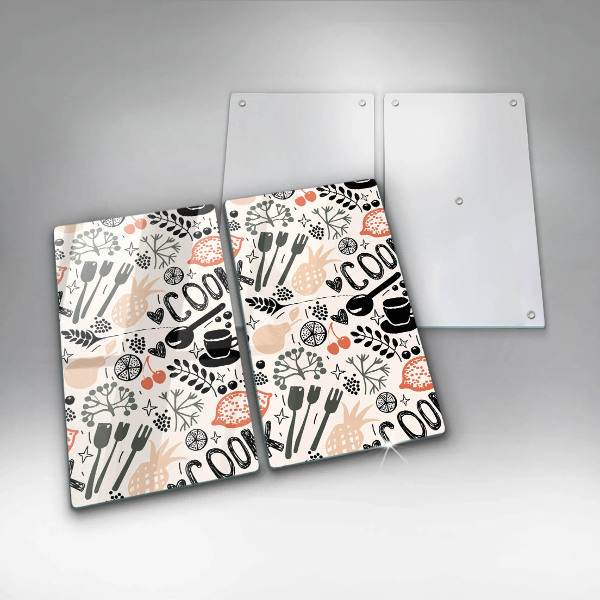 Osłona ściany przy kuchence gazowej Rysunkowy motyw kuchenny