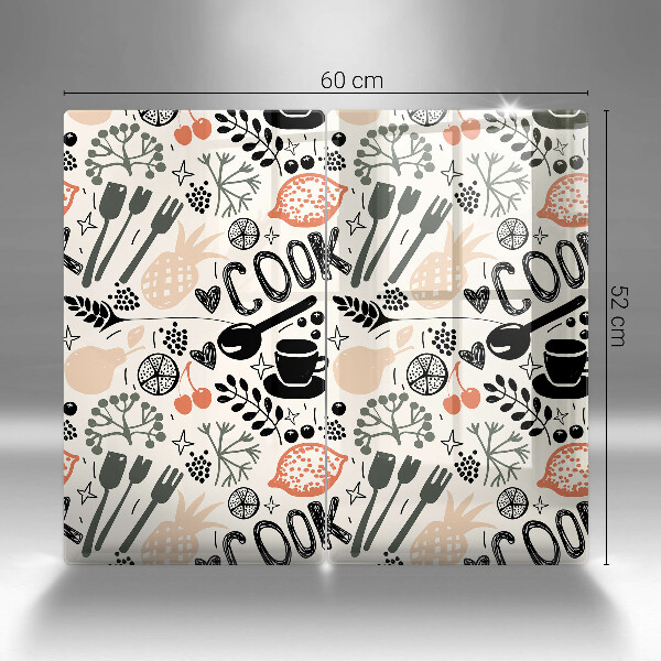 Osłona ściany przy kuchence gazowej Rysunkowy motyw kuchenny