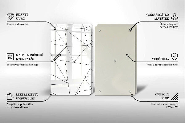 Osłona ściany przy kuchence gazowej Białe trójkąty