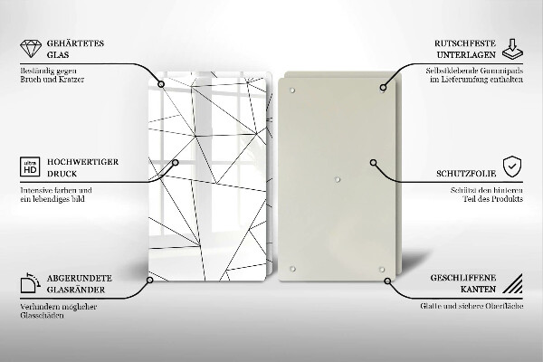 Osłona ściany przy kuchence gazowej Białe trójkąty