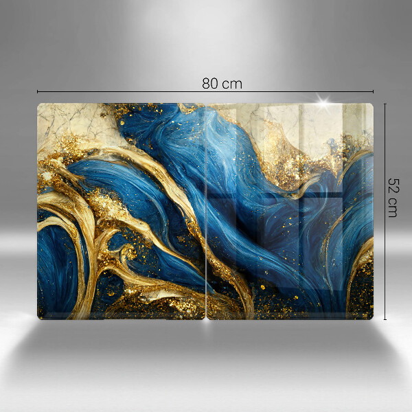 Osłona płyty indukcyjnej Niebiesko-złoty marmur