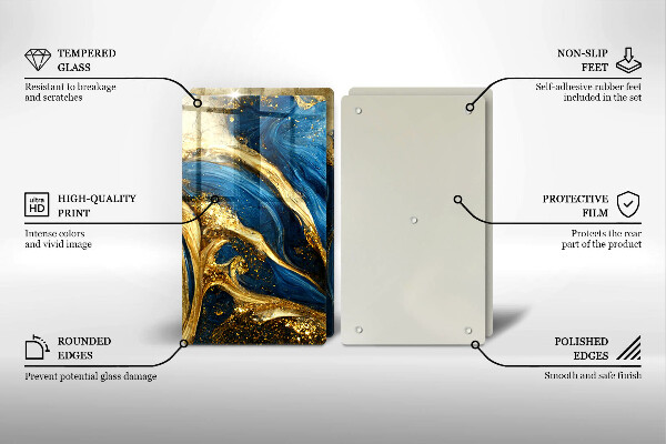 Osłona płyty indukcyjnej Niebiesko-złoty marmur