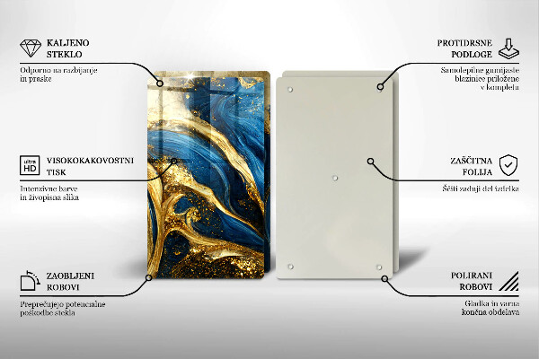 Osłona płyty indukcyjnej Niebiesko-złoty marmur