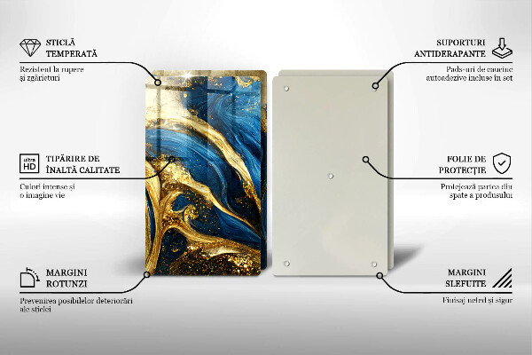 Osłona płyty indukcyjnej Niebiesko-złoty marmur