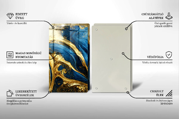 Osłona płyty indukcyjnej Niebiesko-złoty marmur