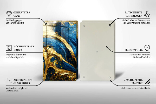 Osłona płyty indukcyjnej Niebiesko-złoty marmur