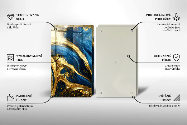 Osłona płyty indukcyjnej Niebiesko-złoty marmur