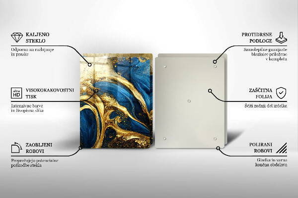 Osłona płyty indukcyjnej Niebiesko-złoty marmur