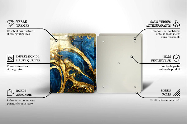 Osłona płyty indukcyjnej Niebiesko-złoty marmur