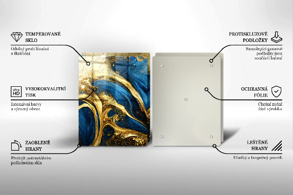 Osłona płyty indukcyjnej Niebiesko-złoty marmur