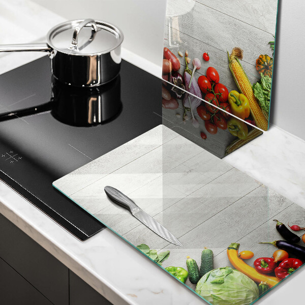 Osłona ściany przy kuchence gazowej Warzywa na deskach