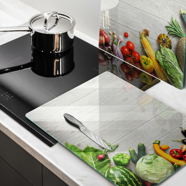 Osłona ściany przy kuchence gazowej Warzywa na deskach