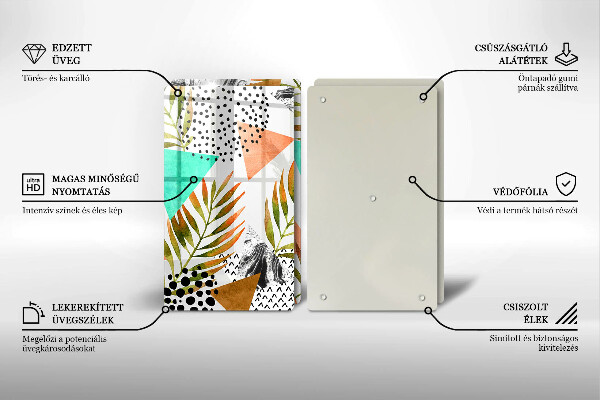 Osłona ściany przy kuchence gazowej Wzór boho liście