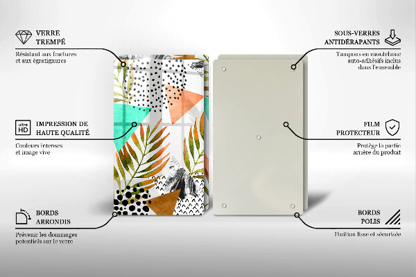 Osłona ściany przy kuchence gazowej Wzór boho liście