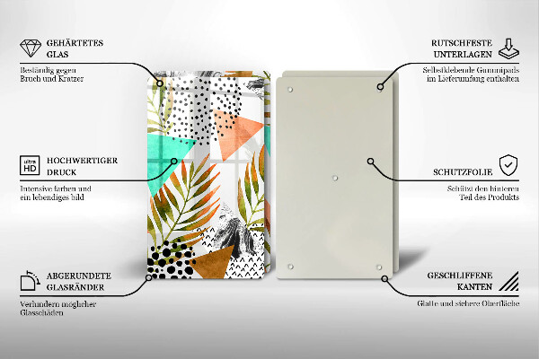 Osłona ściany przy kuchence gazowej Wzór boho liście