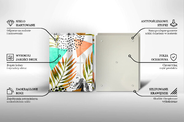 Osłona ściany przy kuchence gazowej Wzór boho liście