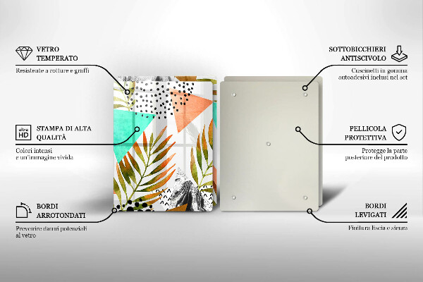 Osłona ściany przy kuchence gazowej Wzór boho liście