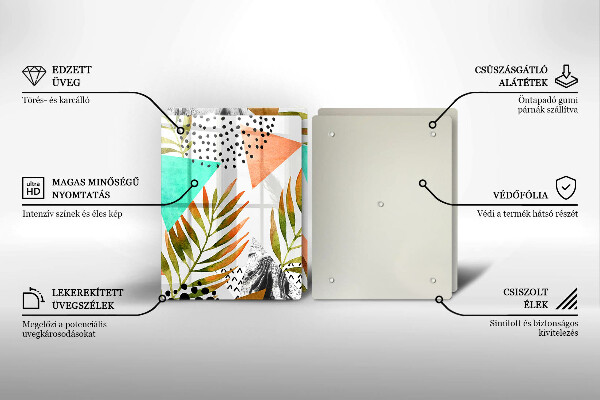 Osłona ściany przy kuchence gazowej Wzór boho liście