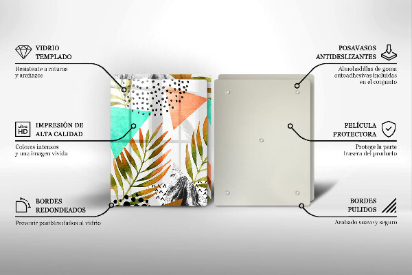 Osłona ściany przy kuchence gazowej Wzór boho liście