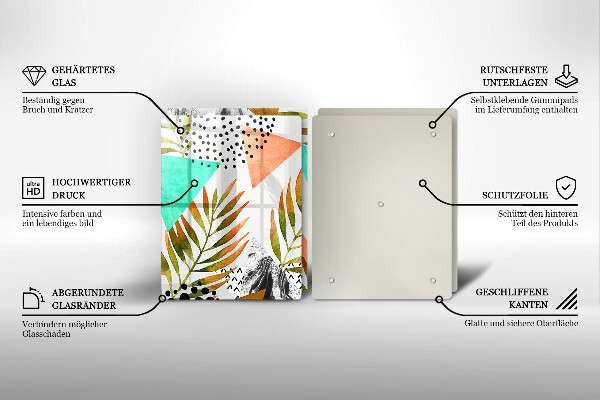 Osłona ściany przy kuchence gazowej Wzór boho liście