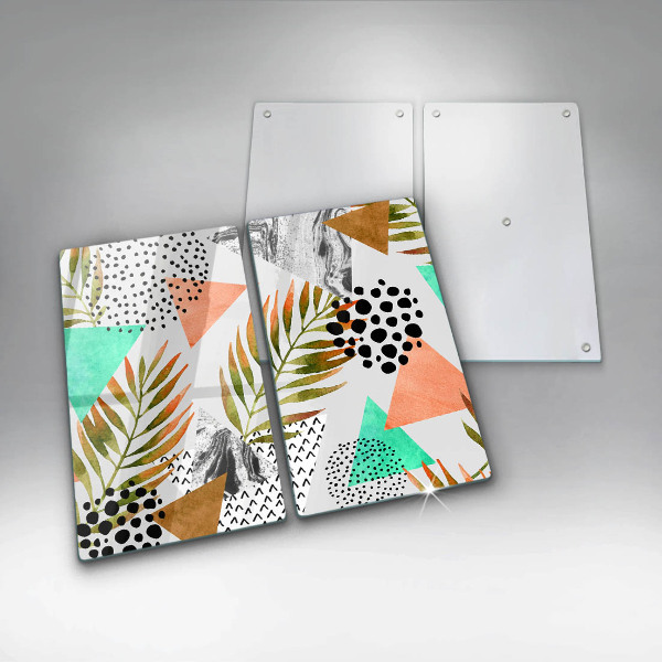 Osłona ściany przy kuchence gazowej Wzór boho liście