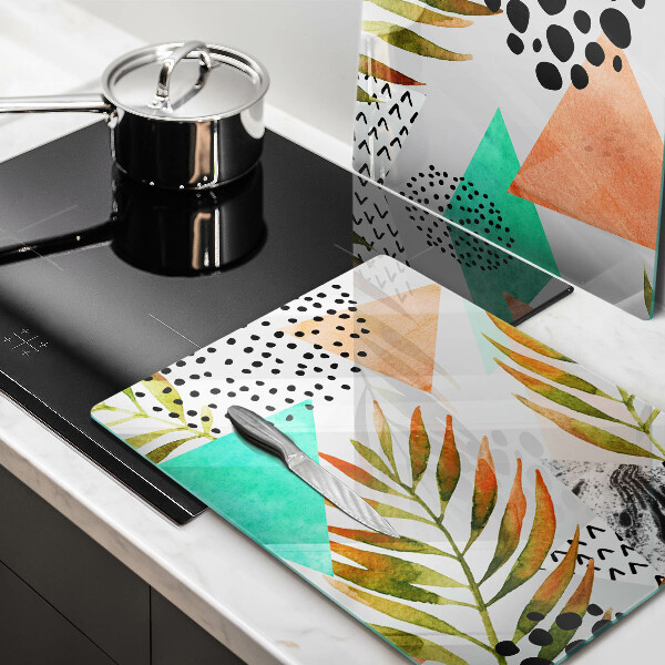 Osłona ściany przy kuchence gazowej Wzór boho liście